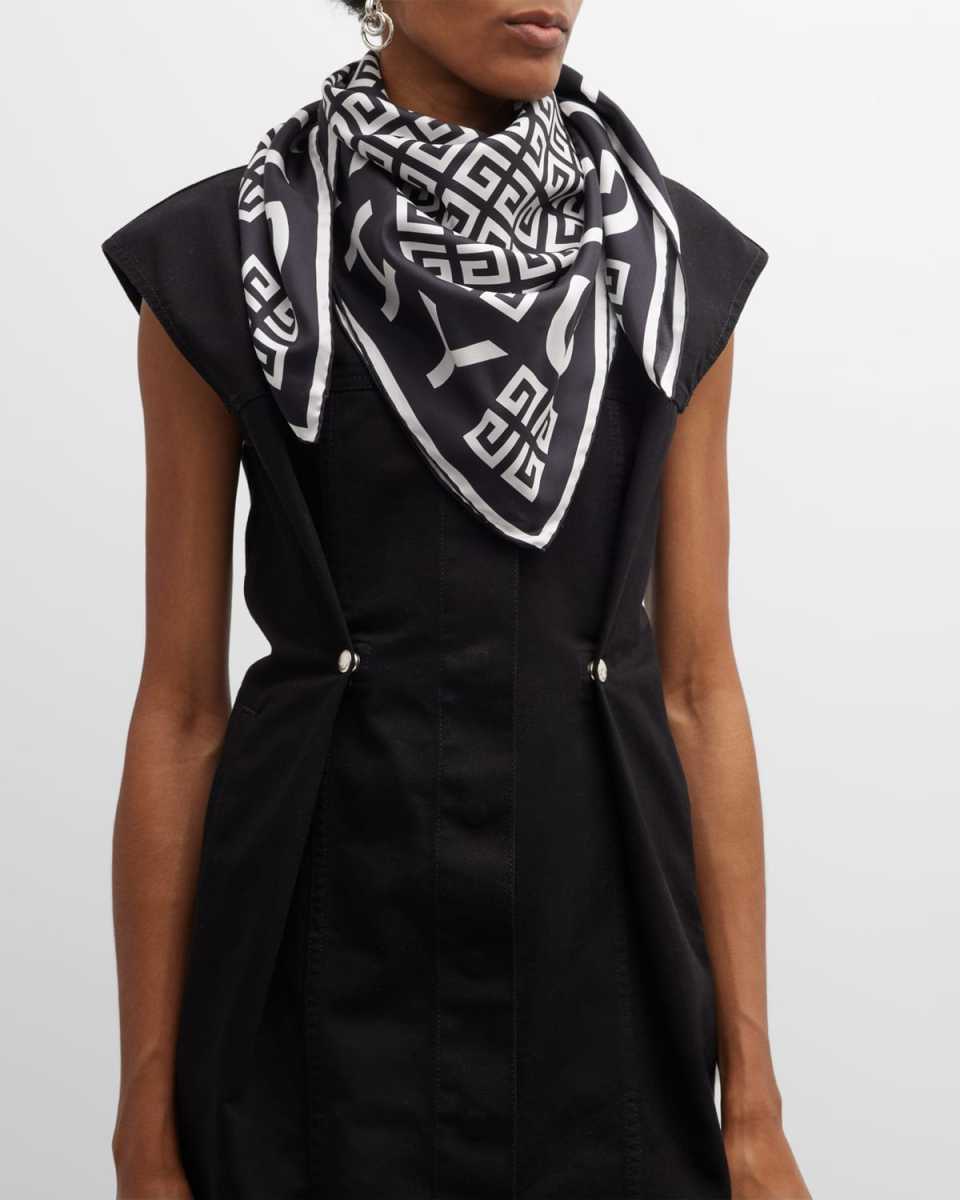 Black 4G Monogram Silk Square Scarf